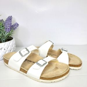 Birkenstock Sydney Birko-Flor in Graceful Pearl White Sandals size 38